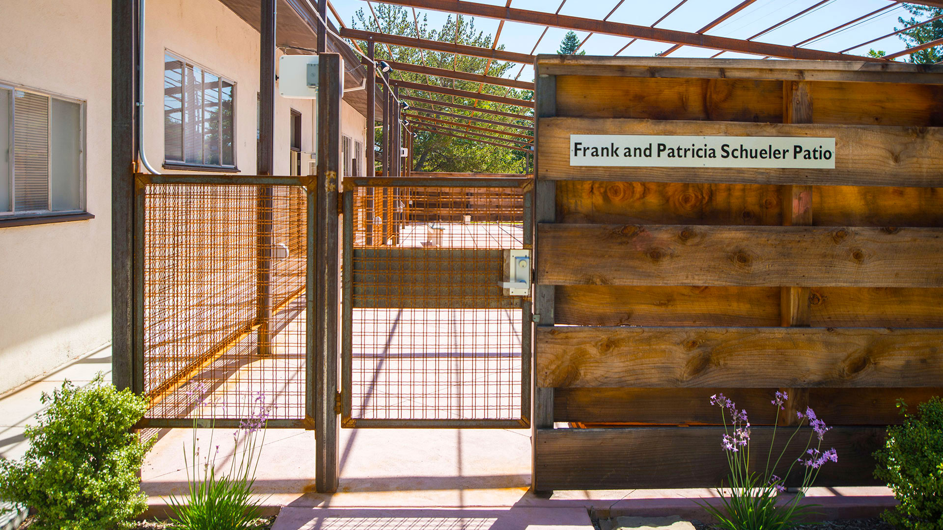 Patio area on side of Center for the Arts, dedicated to Frank and Patricia Schueler.